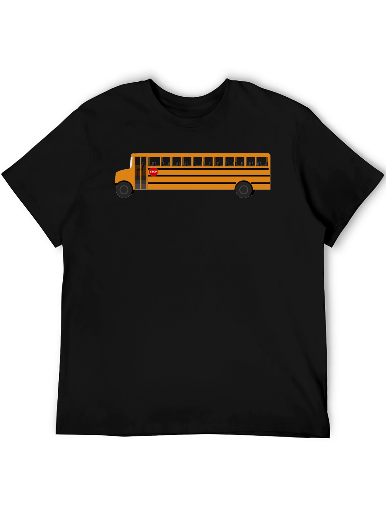 School Bus Graphic Tee - Black Cotton T-Shirt