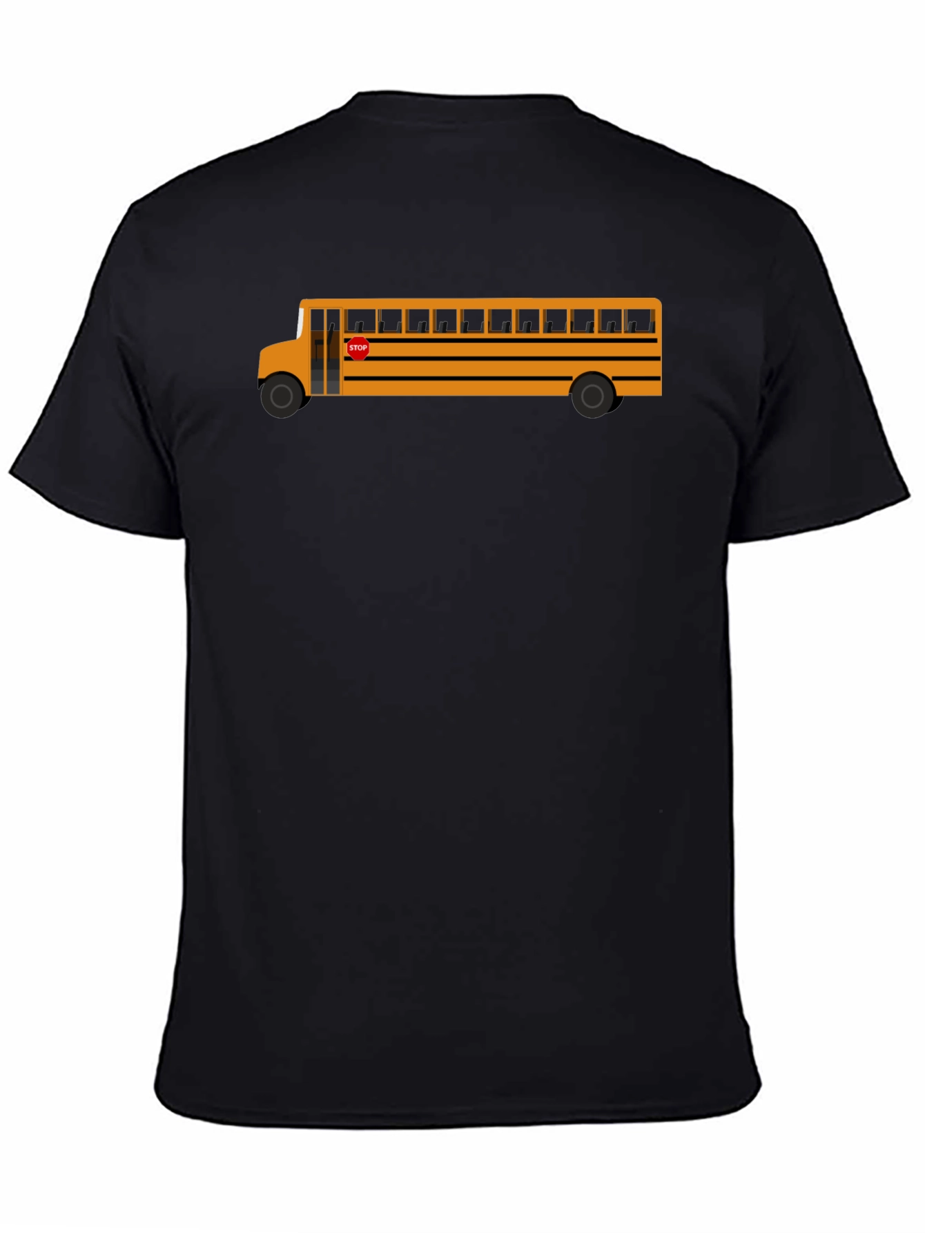School Bus Graphic Tee - Black Cotton T-Shirt