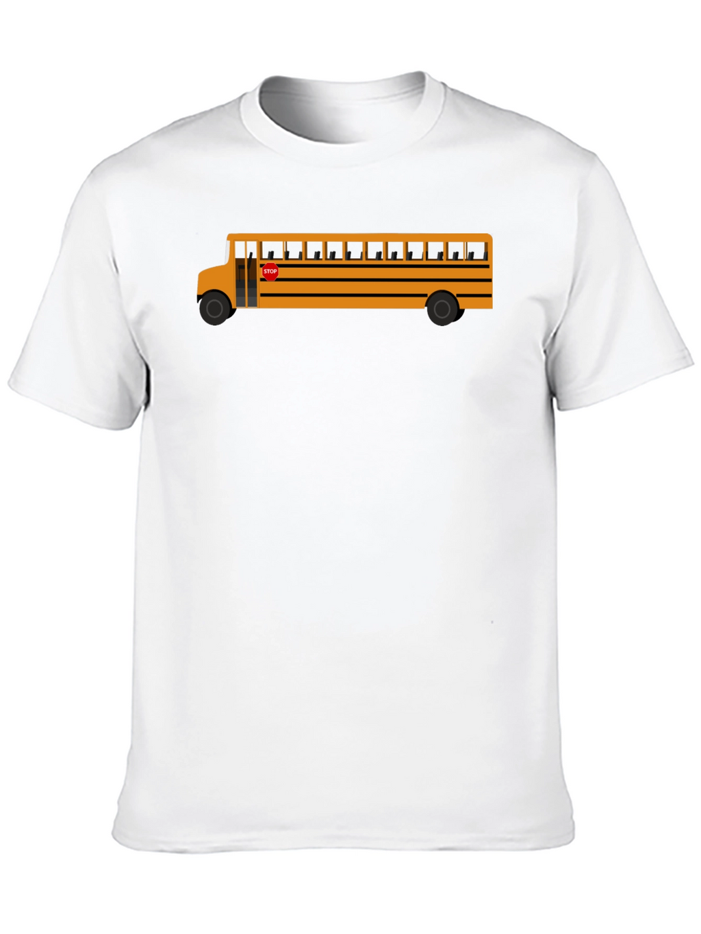 School Bus Graphic Tee - Black Cotton T-Shirt
