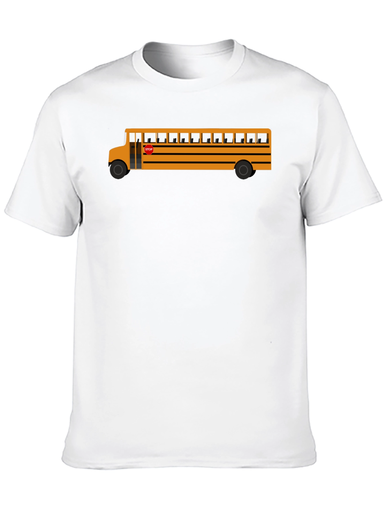 School Bus Graphic Tee - Black Cotton T-Shirt