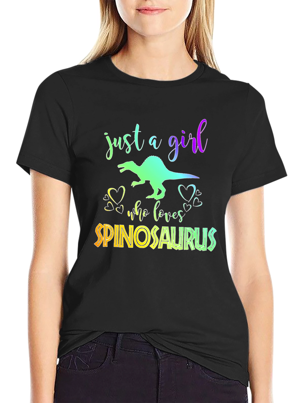 Girl Spinosaurus Lover Black T-Shirt