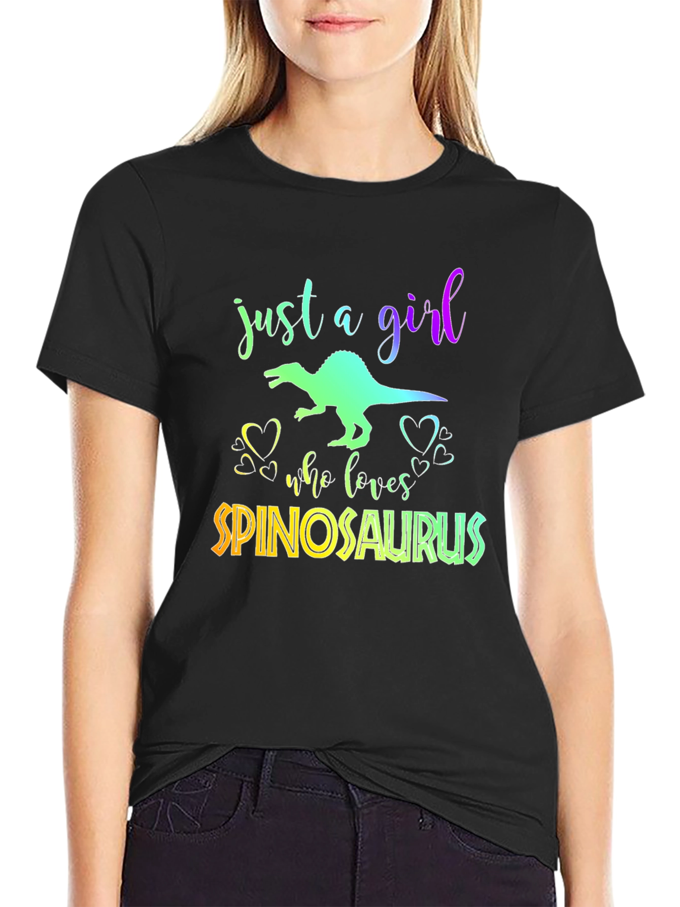Girl Spinosaurus Lover Black T-Shirt