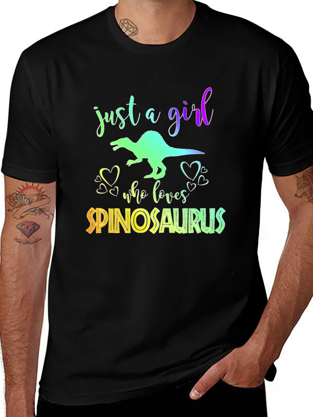 Girl Spinosaurus Lover Black T-Shirt