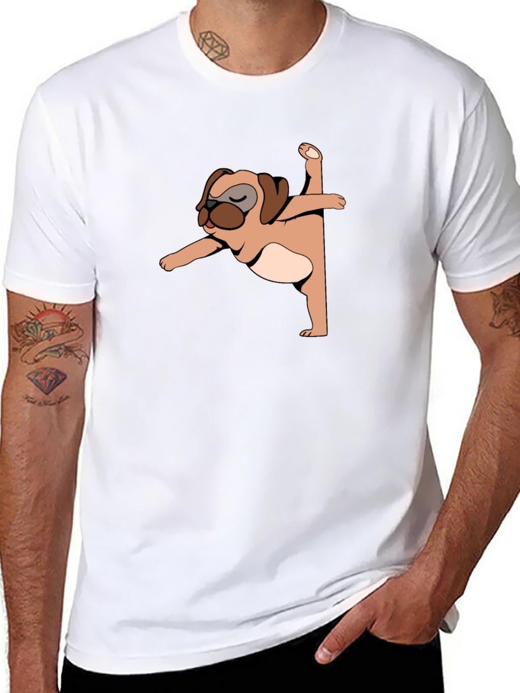 Yoga Pug Black T-Shirt
