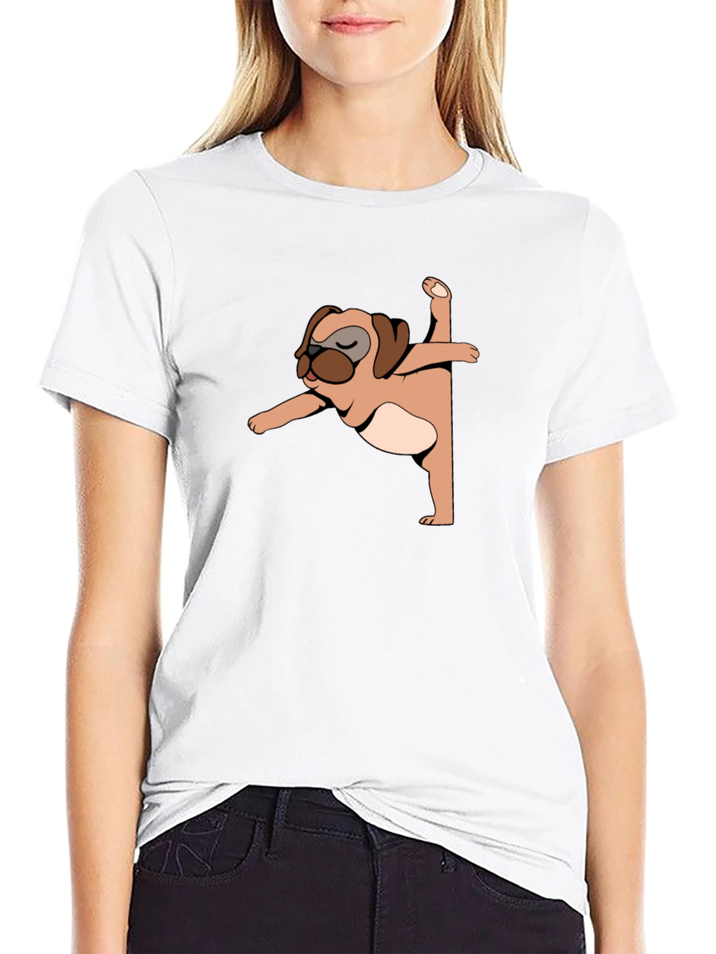 Yoga Pug Black T-Shirt
