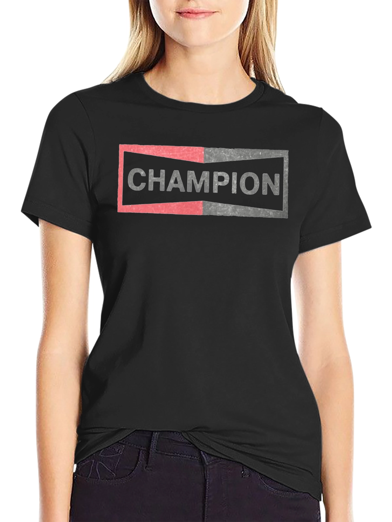 Champion Graphic Tee - Mens Black Cotton Blend T-Shirt