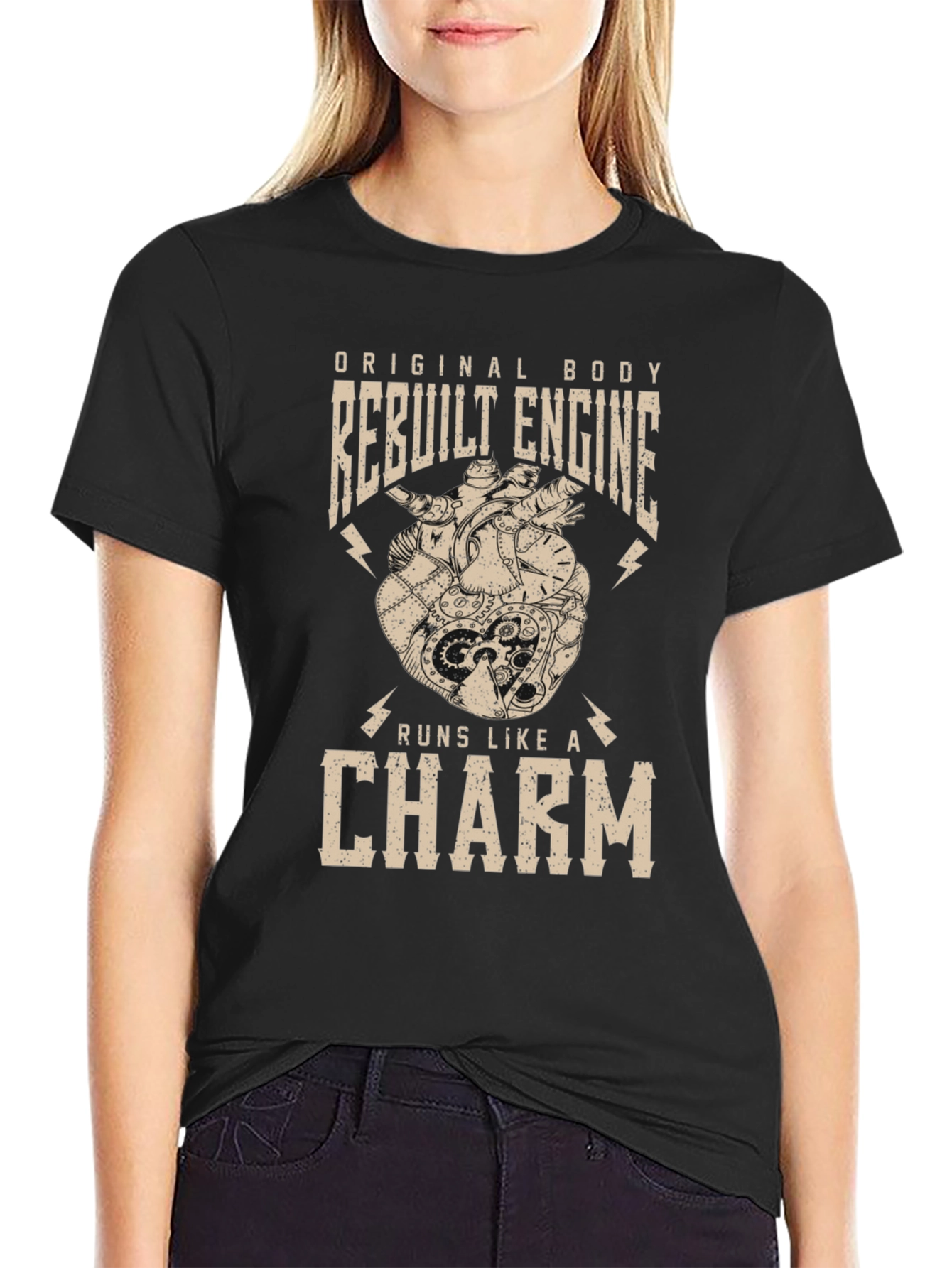 Original Body Rebuilt Engine Mens Black T-Shirt