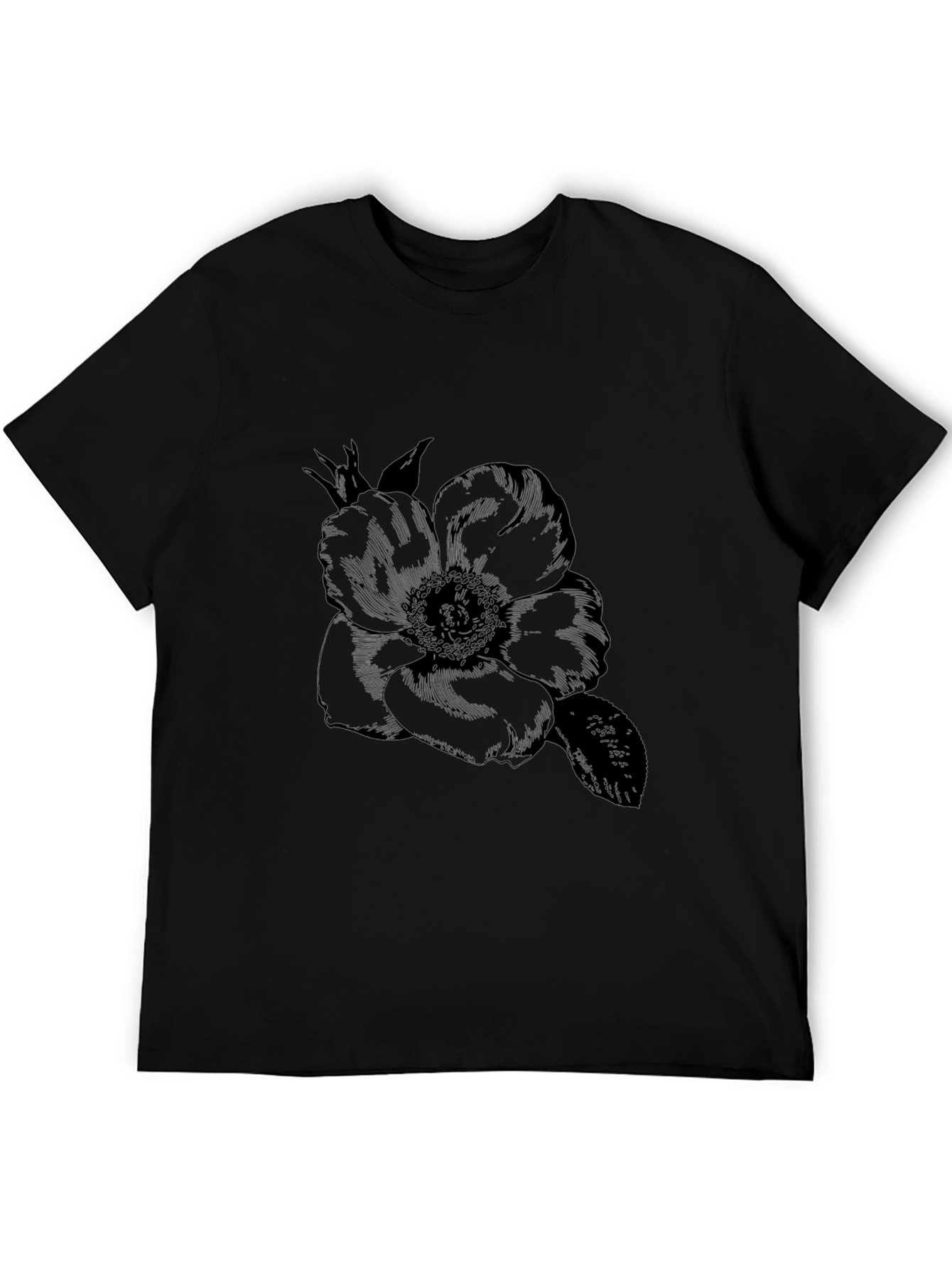 Black Flower Graphic Tee - Stylish Casual Wear
