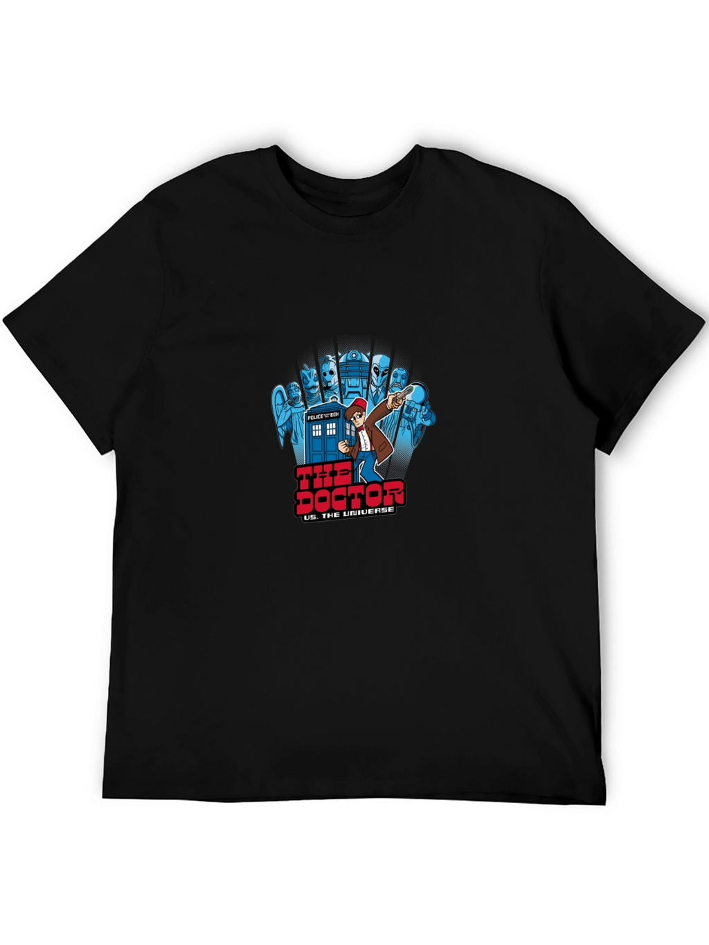 Doctor Who Cartoon T-Shirt - Black Cotton Tee