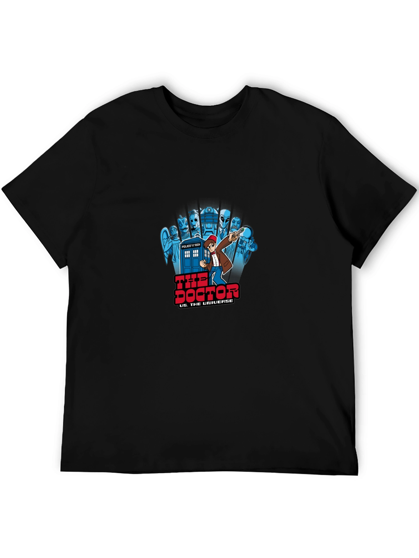 Doctor Who Cartoon T-Shirt - Black Cotton Tee