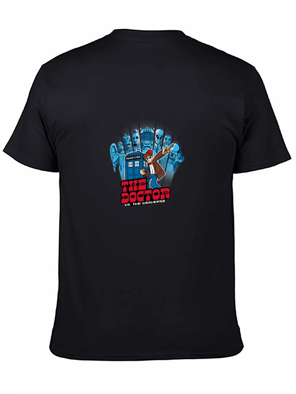 Doctor Who Cartoon T-Shirt - Black Cotton Tee