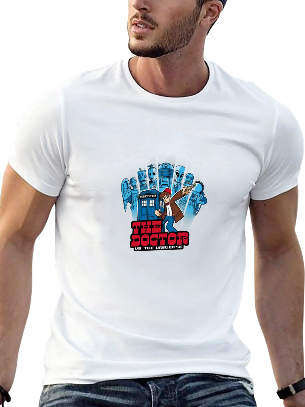 Doctor Who Cartoon T-Shirt - Black Cotton Tee