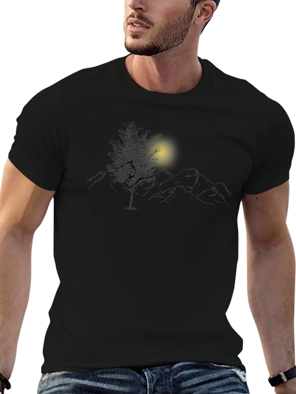 Mountainscape Graphic Black Tee