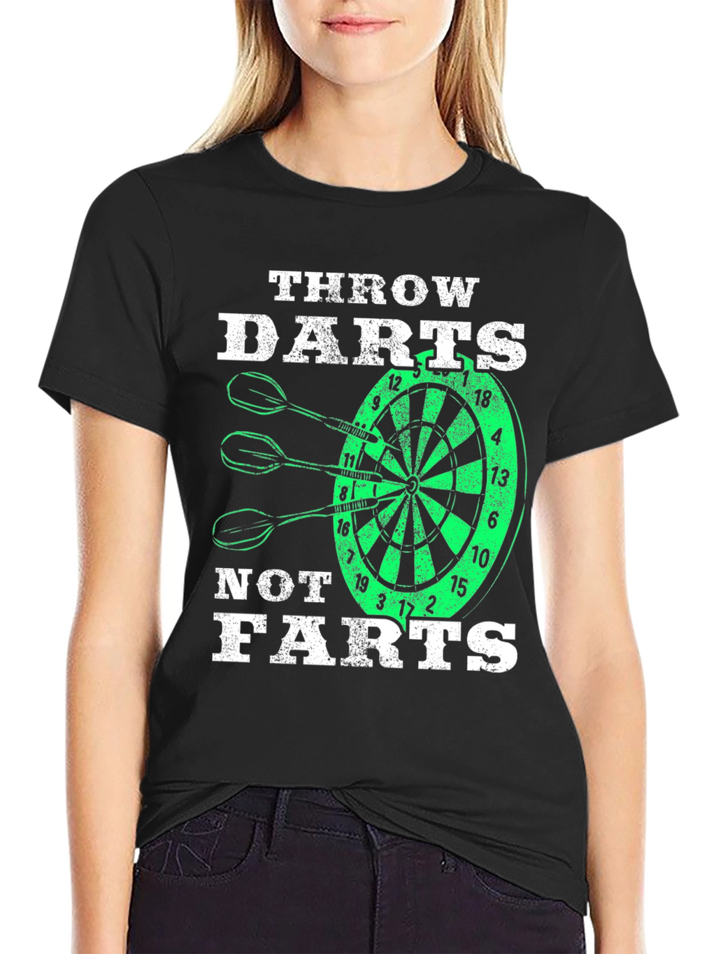 Throw Darts Not Farts T-Shirt - Novelty Dartboard Tee