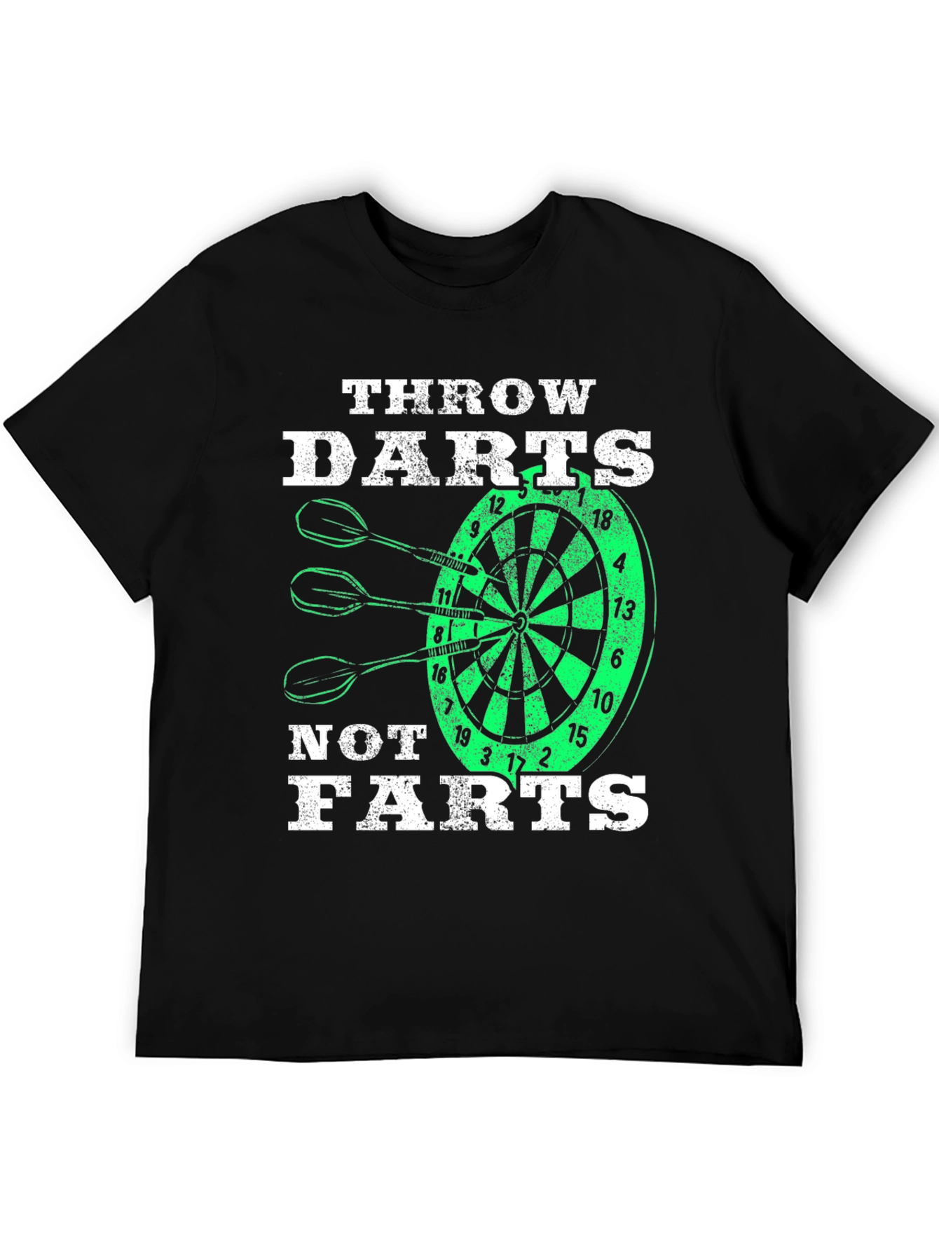 Throw Darts Not Farts T-Shirt - Novelty Dartboard Tee