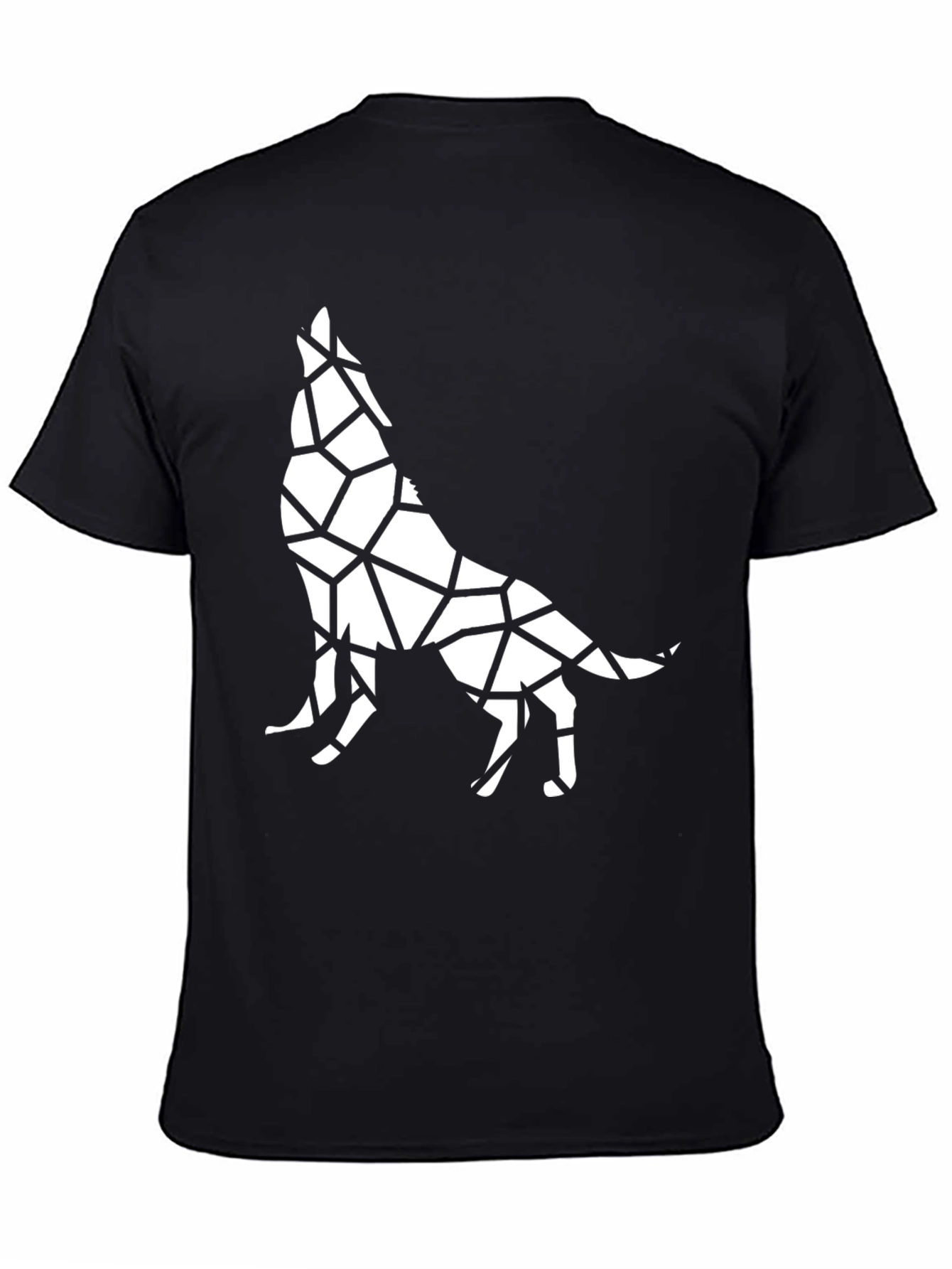 Geometric Wolf Graphic Tee - Stylish Black T-Shirt