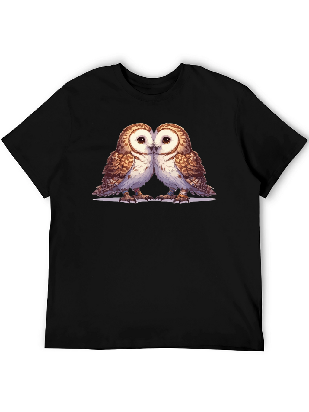 Owl Love Graphic Tee - Soft Black Cotton Blend