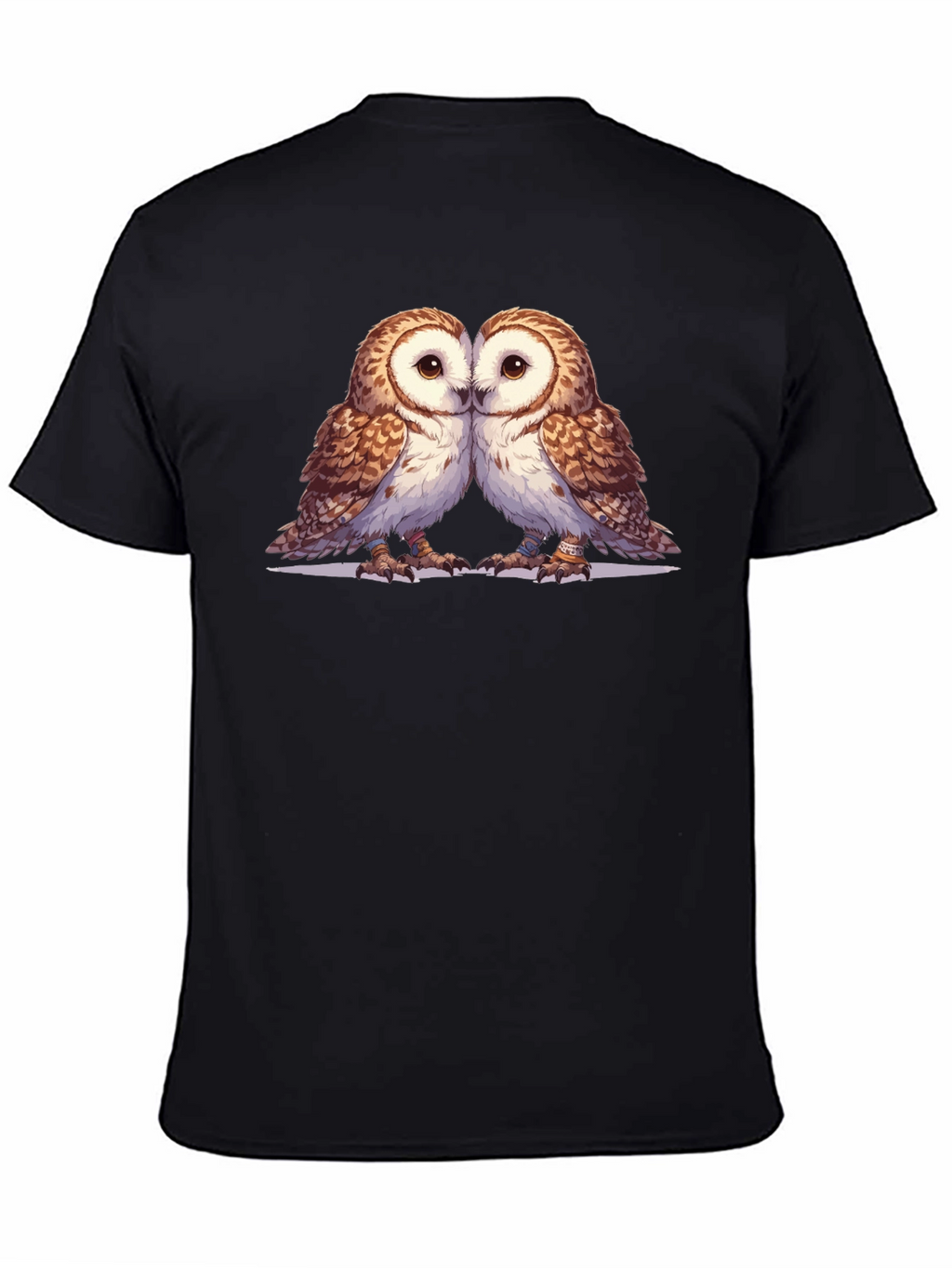 Owl Love Graphic Tee - Soft Black Cotton Blend