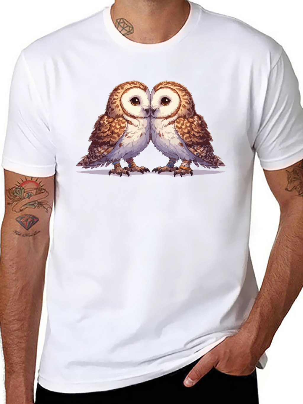 Owl Love Graphic Tee - Soft Black Cotton Blend