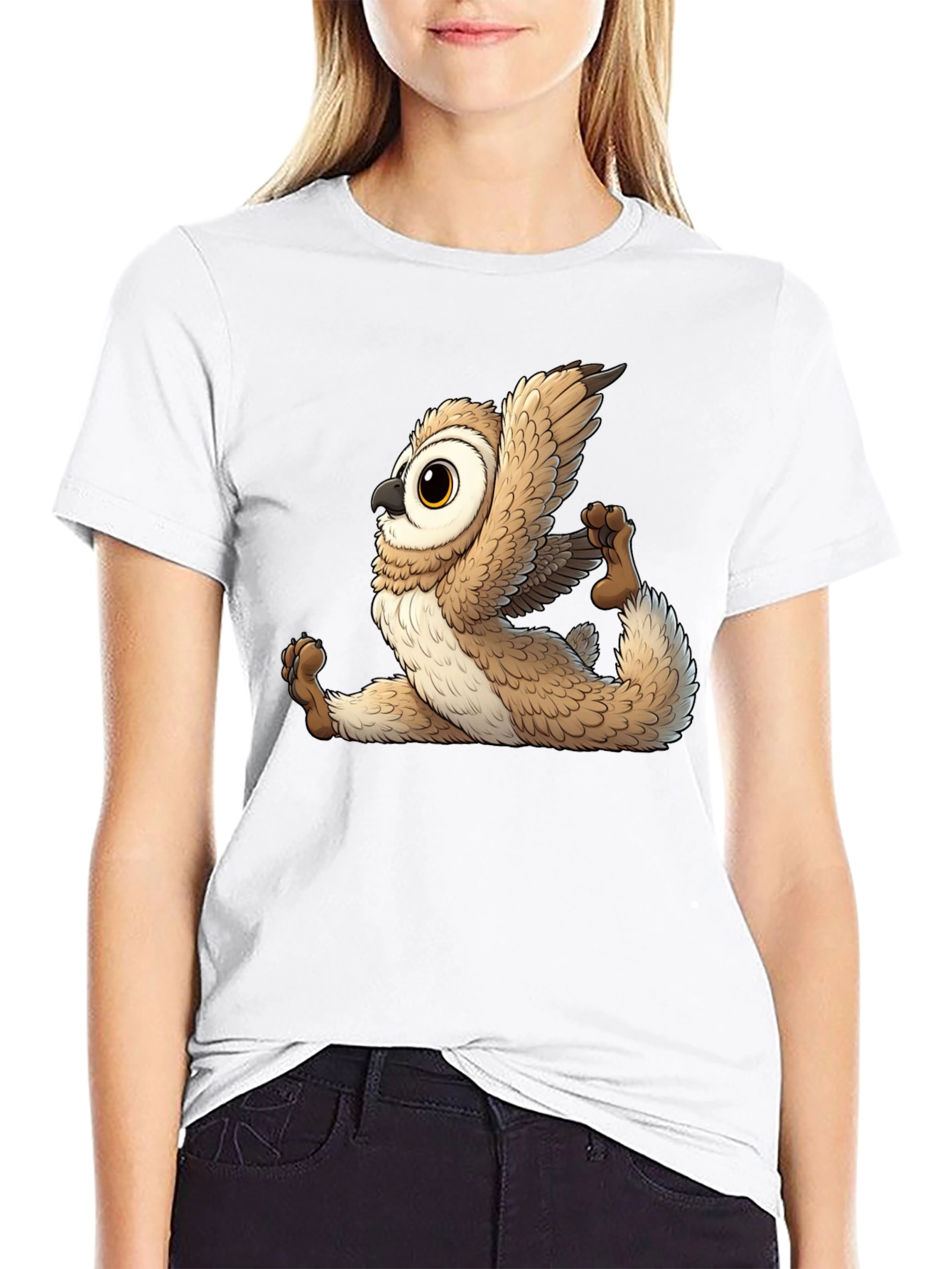 Yoga Owl Graphic Tee - Black Cotton Blend