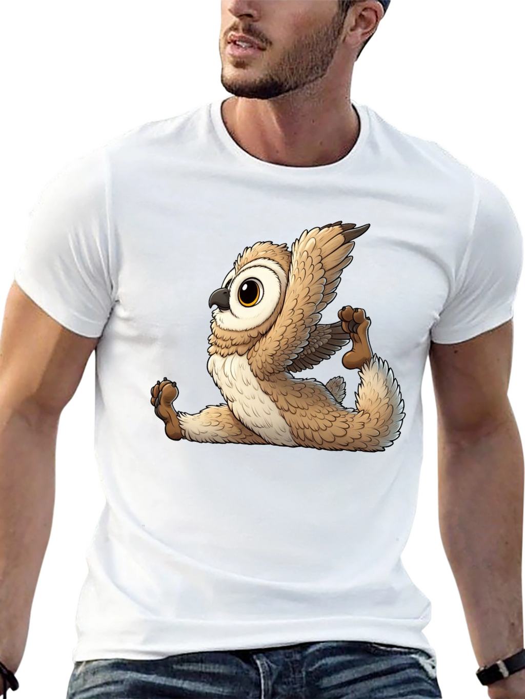 Yoga Owl Graphic Tee - Black Cotton Blend