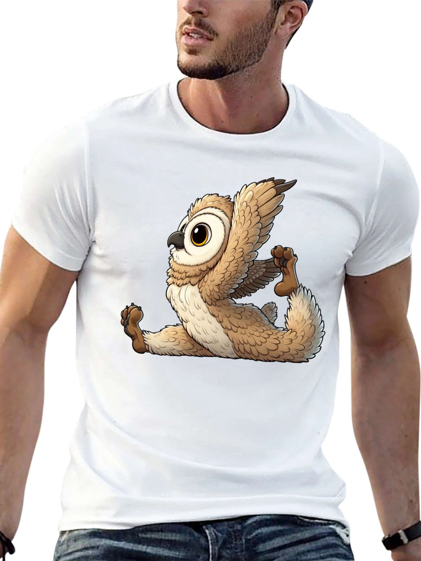 Yoga Owl Graphic Tee - Black Cotton Blend