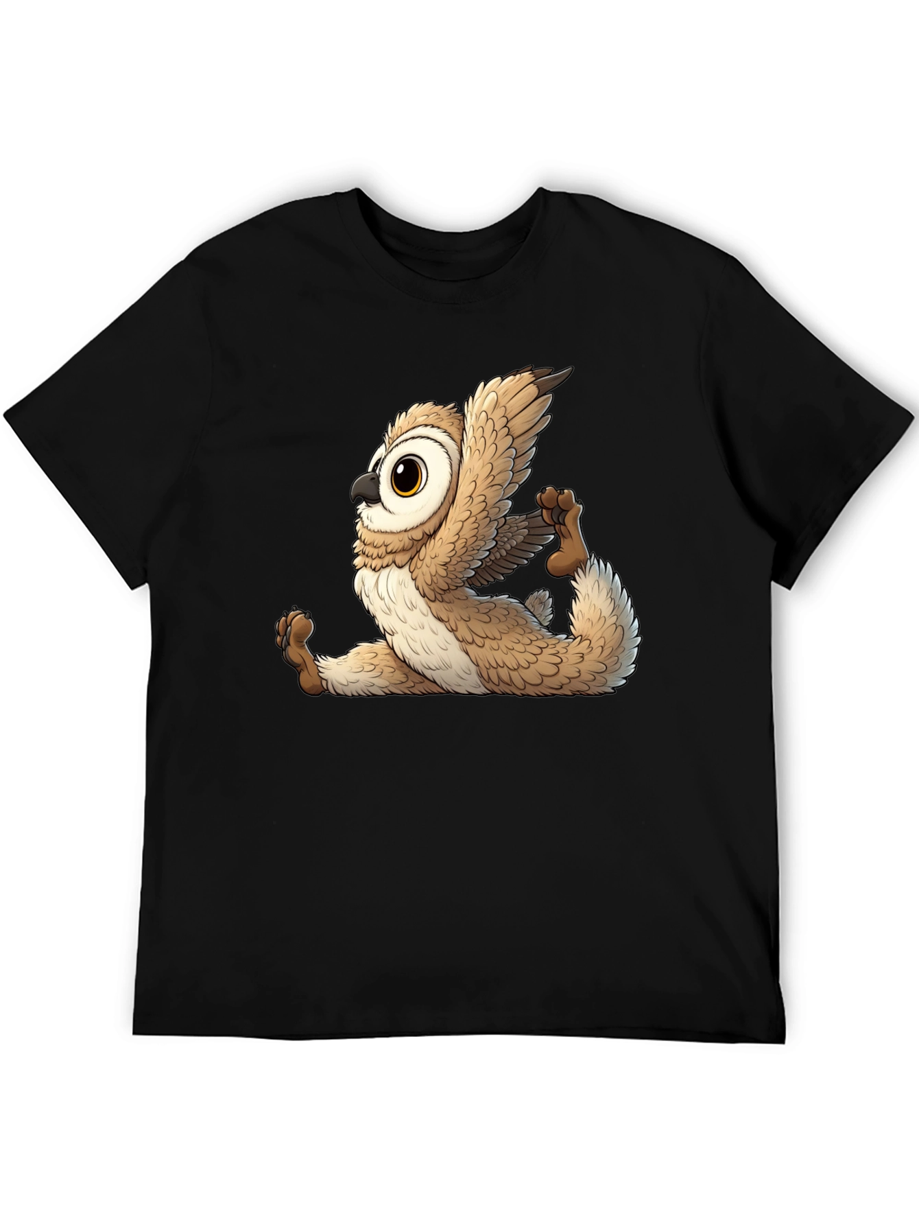 Yoga Owl Graphic Tee - Black Cotton Blend