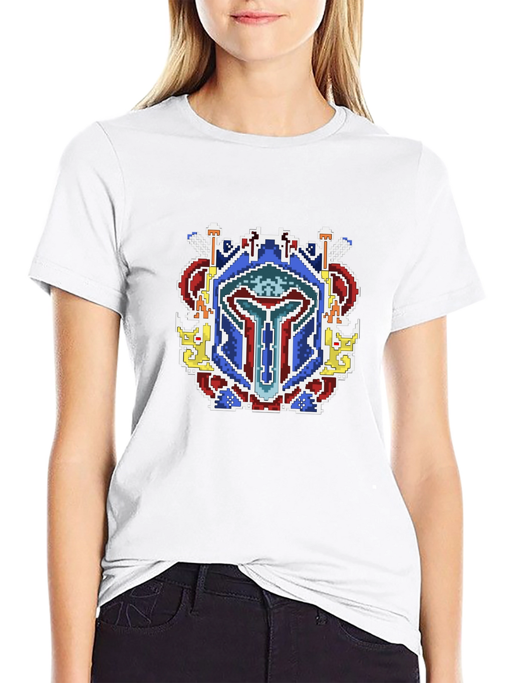 Pixel Art Mandalorian Helmet T-Shirt