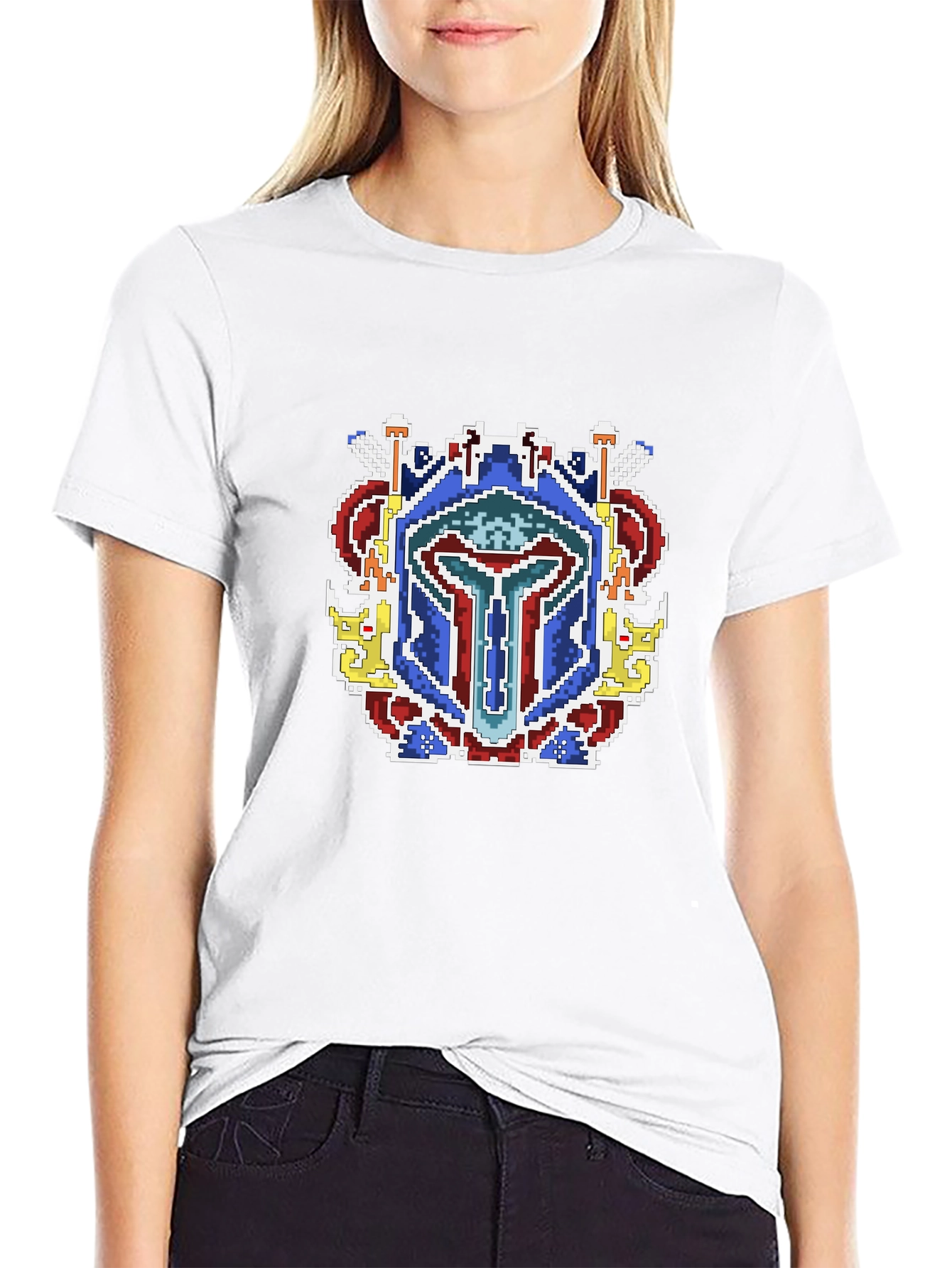 Pixel Art Mandalorian Helmet T-Shirt
