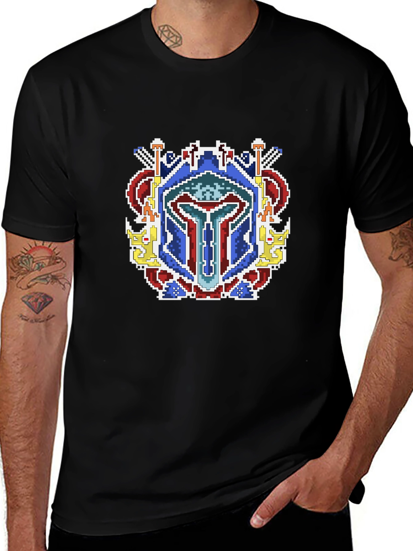 Pixel Art Mandalorian Helmet T-Shirt