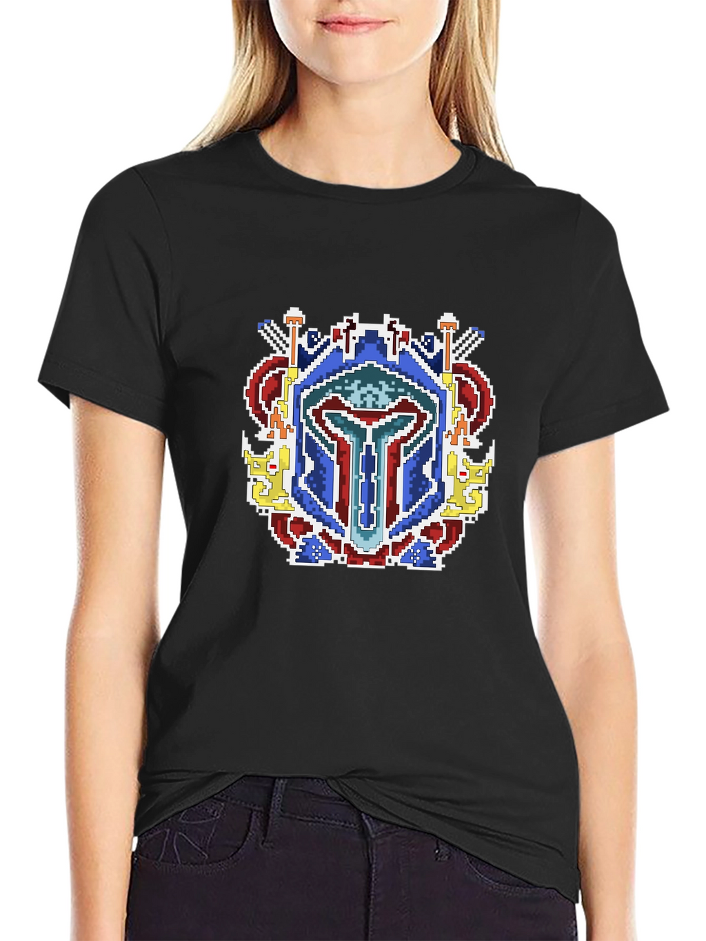 Pixel Art Mandalorian Helmet T-Shirt