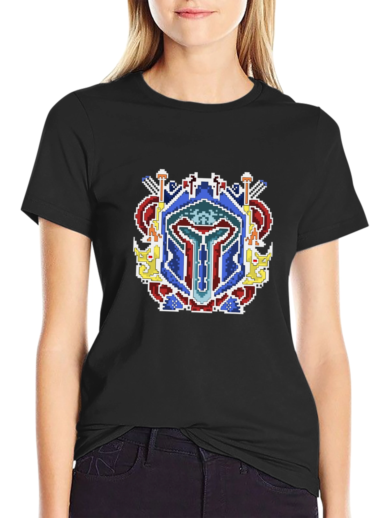 Pixel Art Mandalorian Helmet T-Shirt