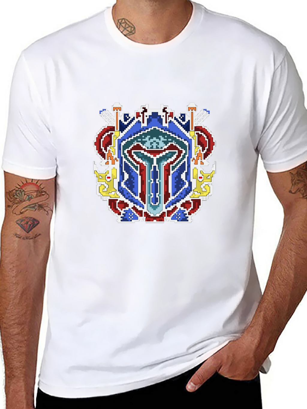 Pixel Art Mandalorian Helmet T-Shirt