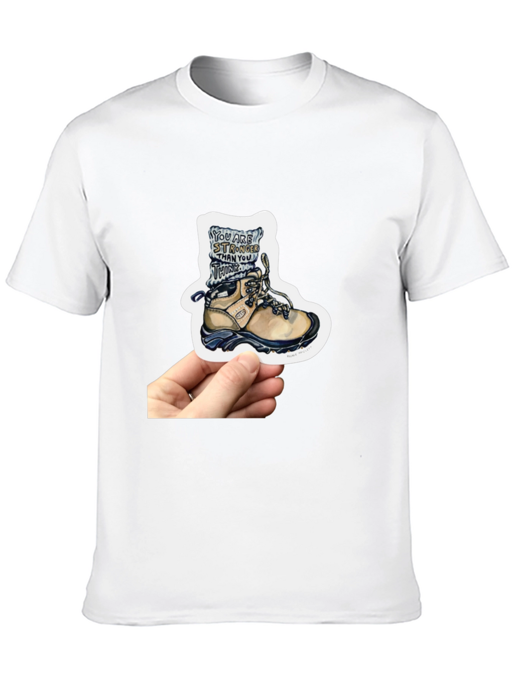 Inspirational Hiking Boot Sticker - Stronger Than You Think