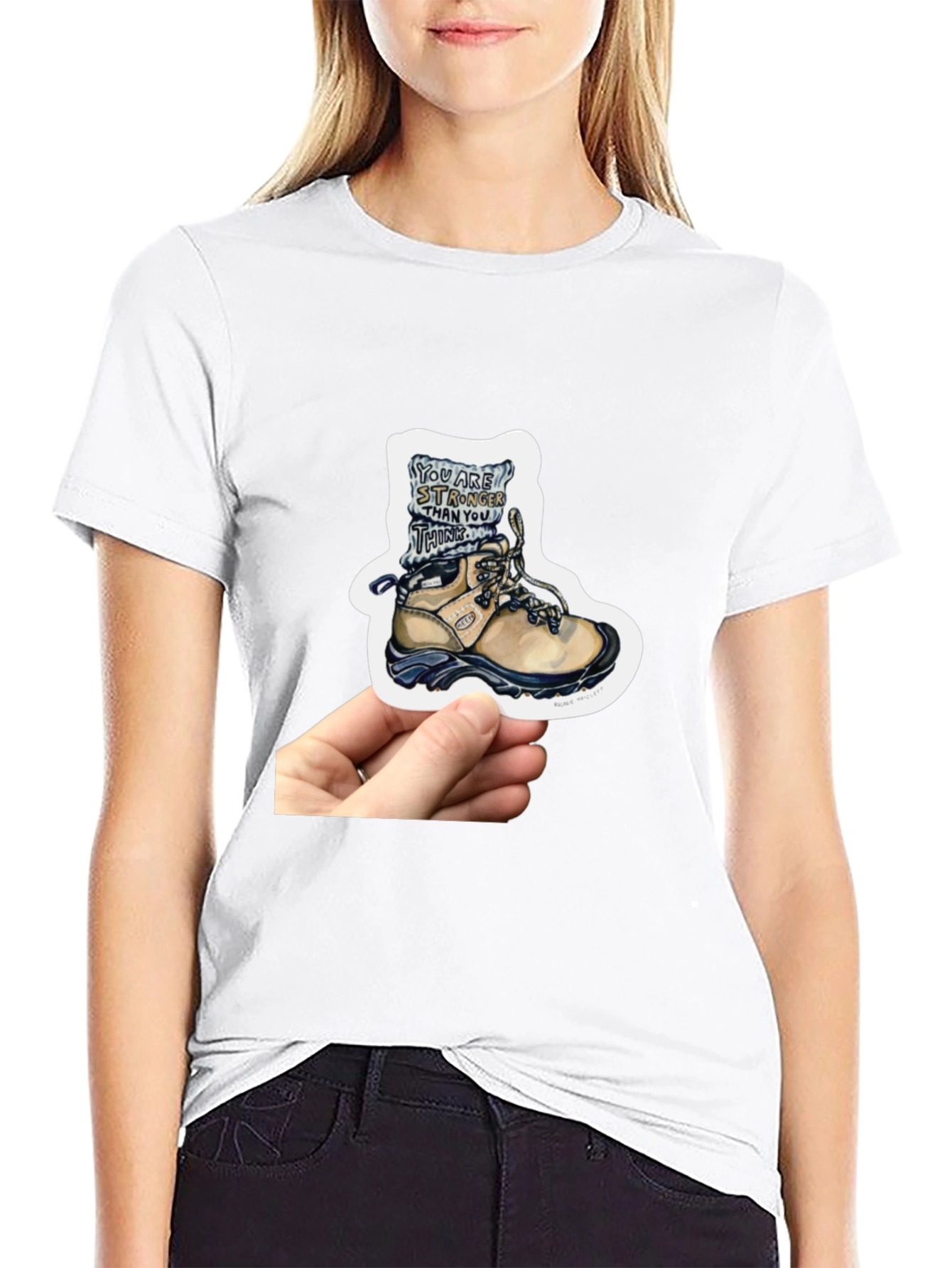 Inspirational Hiking Boot Sticker - Stronger Than You Think