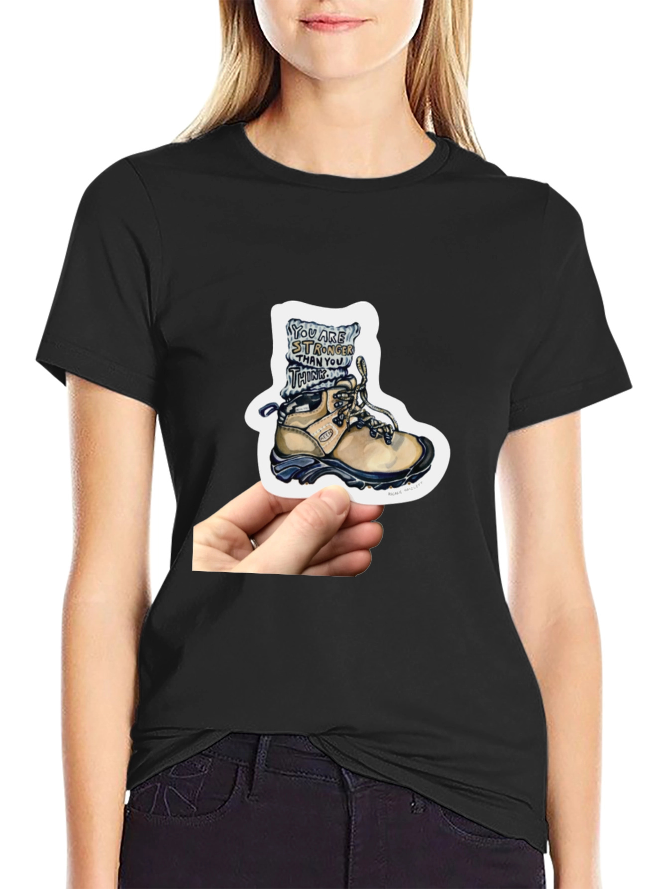 Inspirational Hiking Boot Sticker - Stronger Than You Think