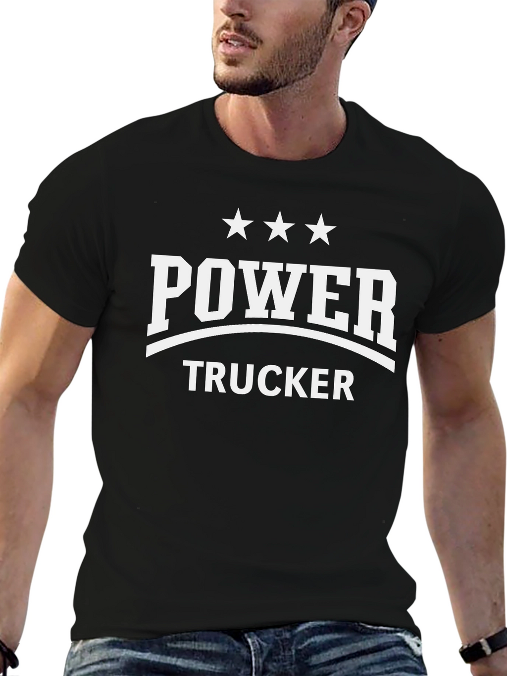 Power Trucker Graphic T-Shirt - Black
