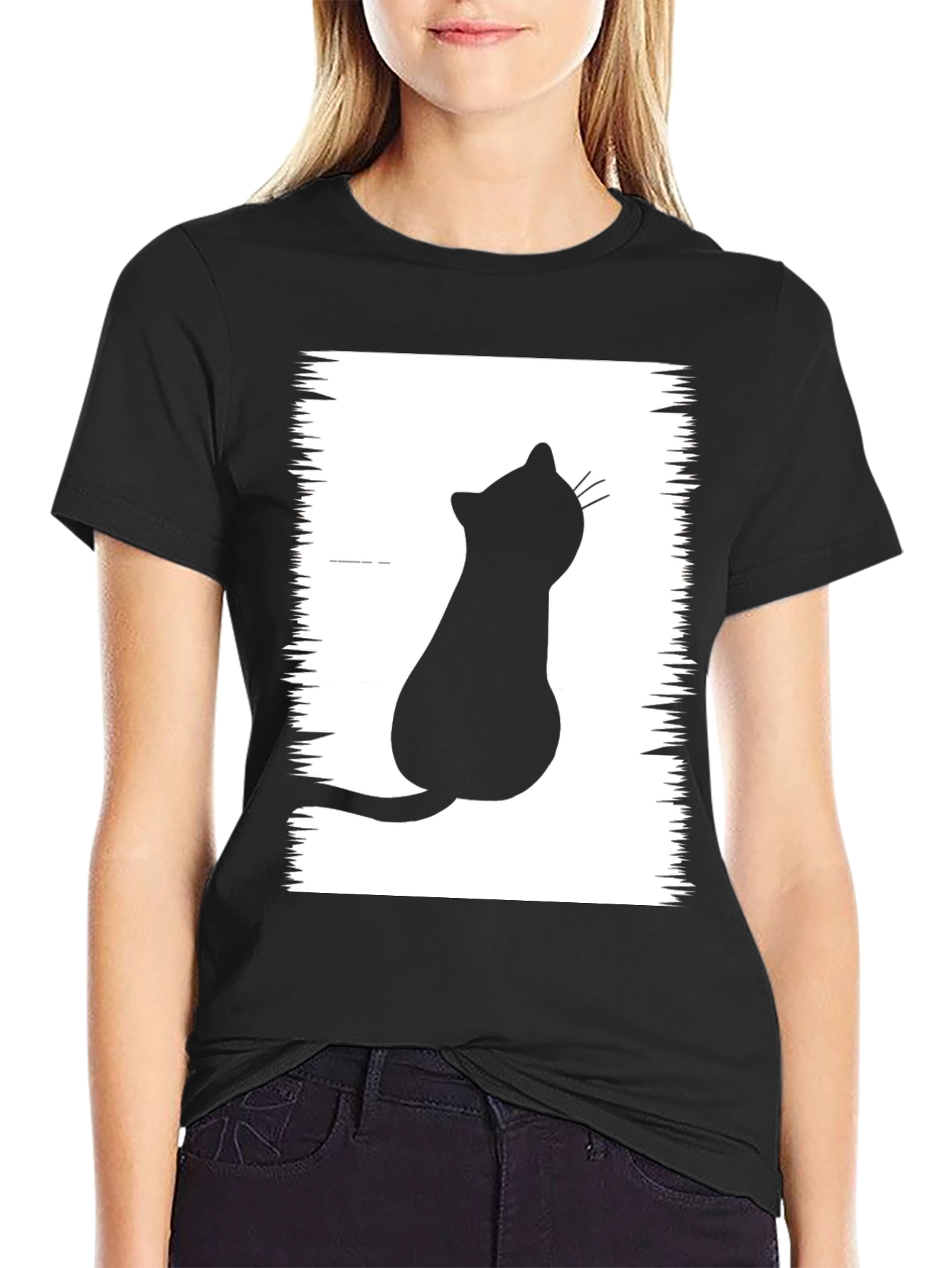 Black Cat Silhouette Graphic Tee - Unisex