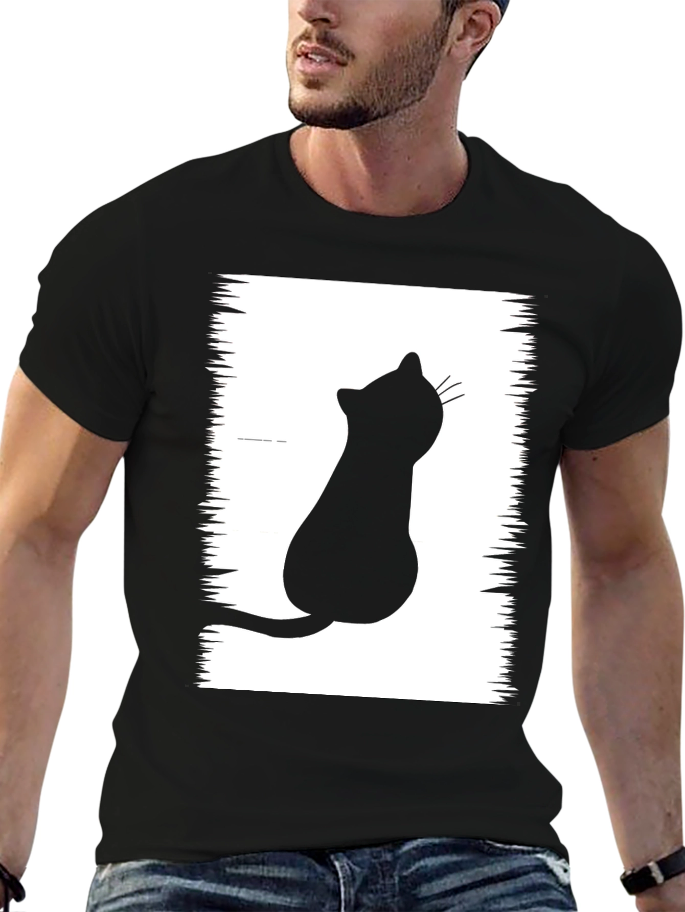Black Cat Silhouette Graphic Tee - Unisex