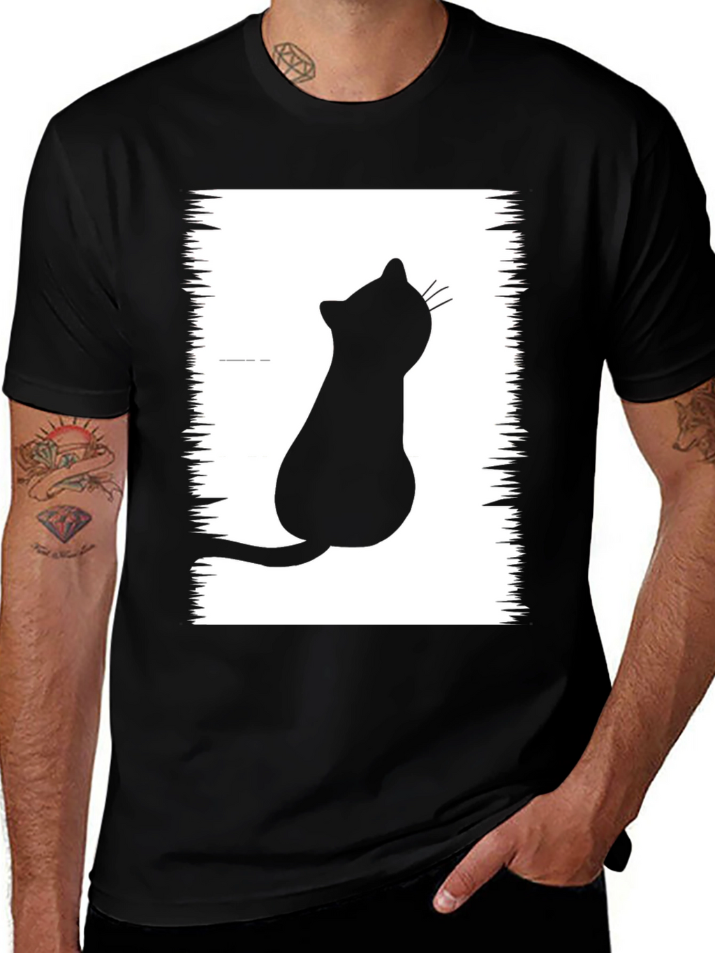 Black Cat Silhouette Graphic Tee - Unisex
