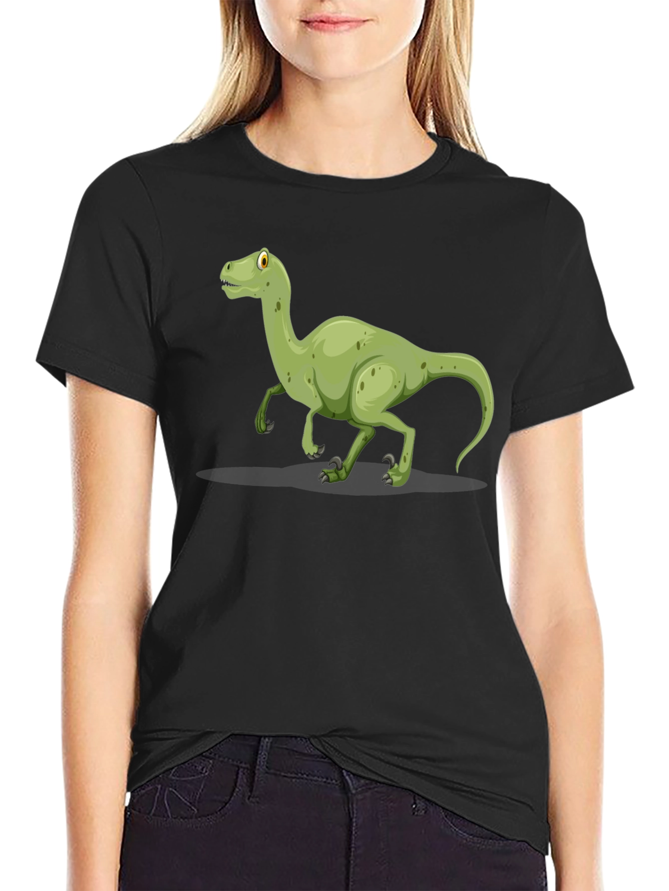 Dinosaur Graphic Tee - Black Cotton T-Shirt