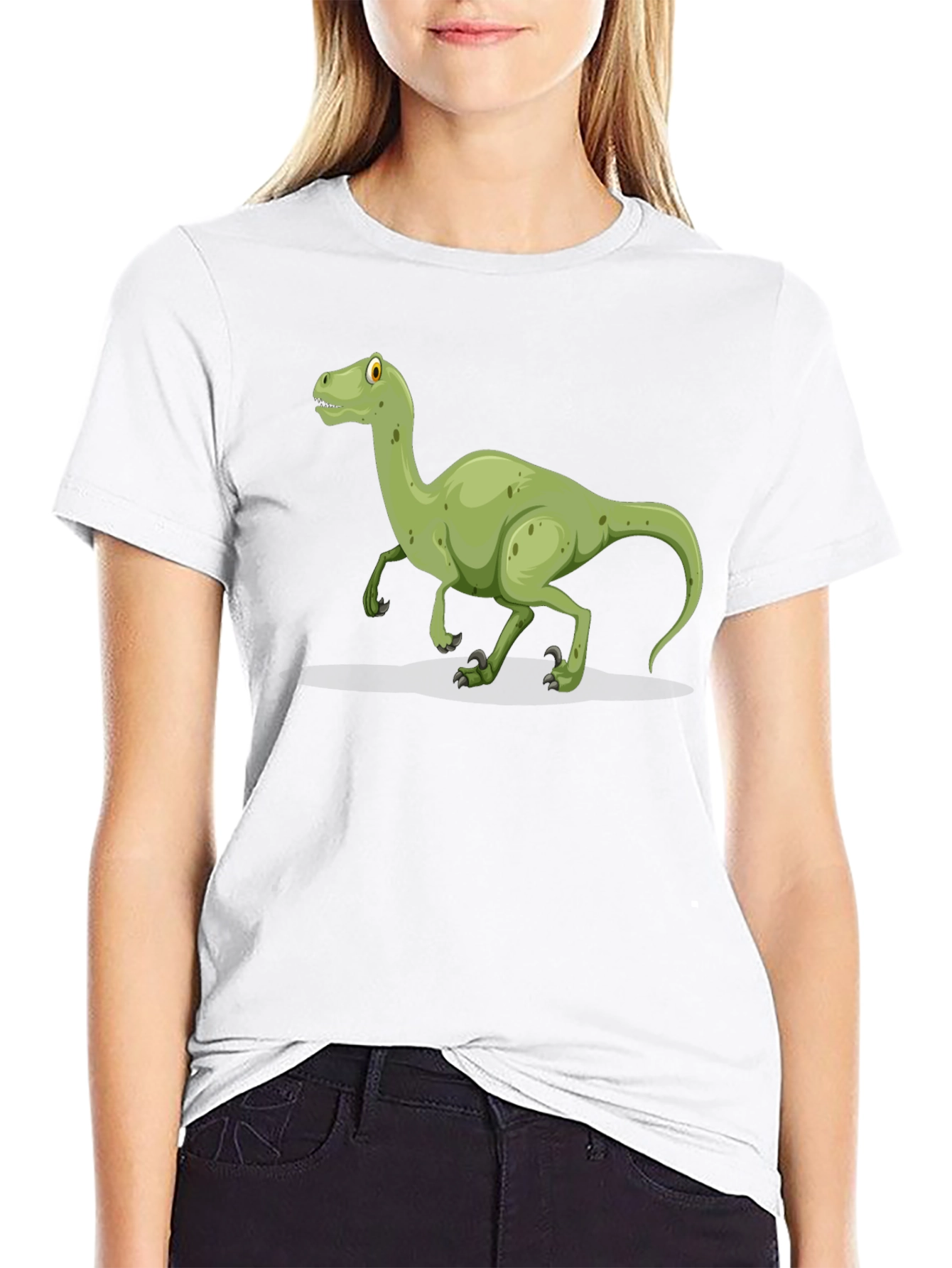 Dinosaur Graphic Tee - Black Cotton T-Shirt