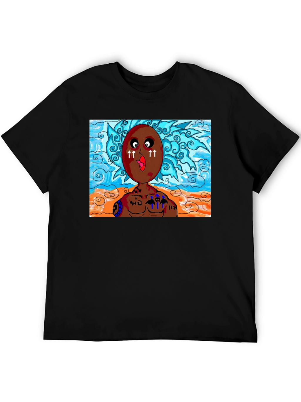 Unique Cartoon Graphic Black T-Shirt