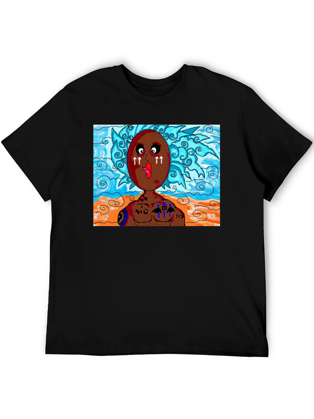 Unique Cartoon Graphic Black T-Shirt