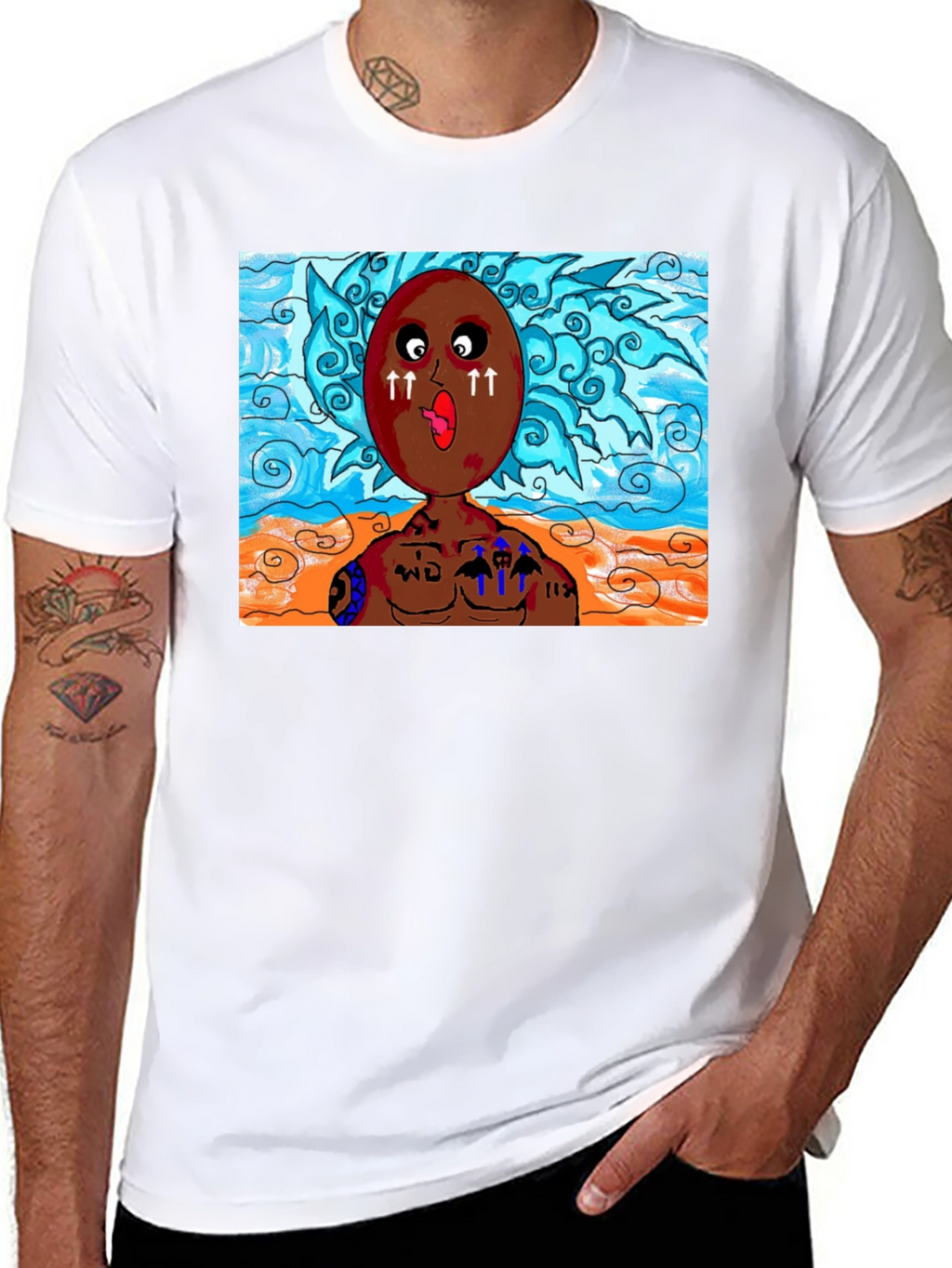 Unique Cartoon Graphic Black T-Shirt