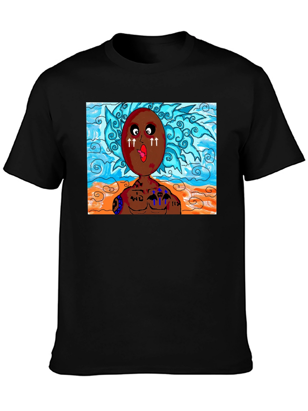 Unique Cartoon Graphic Black T-Shirt
