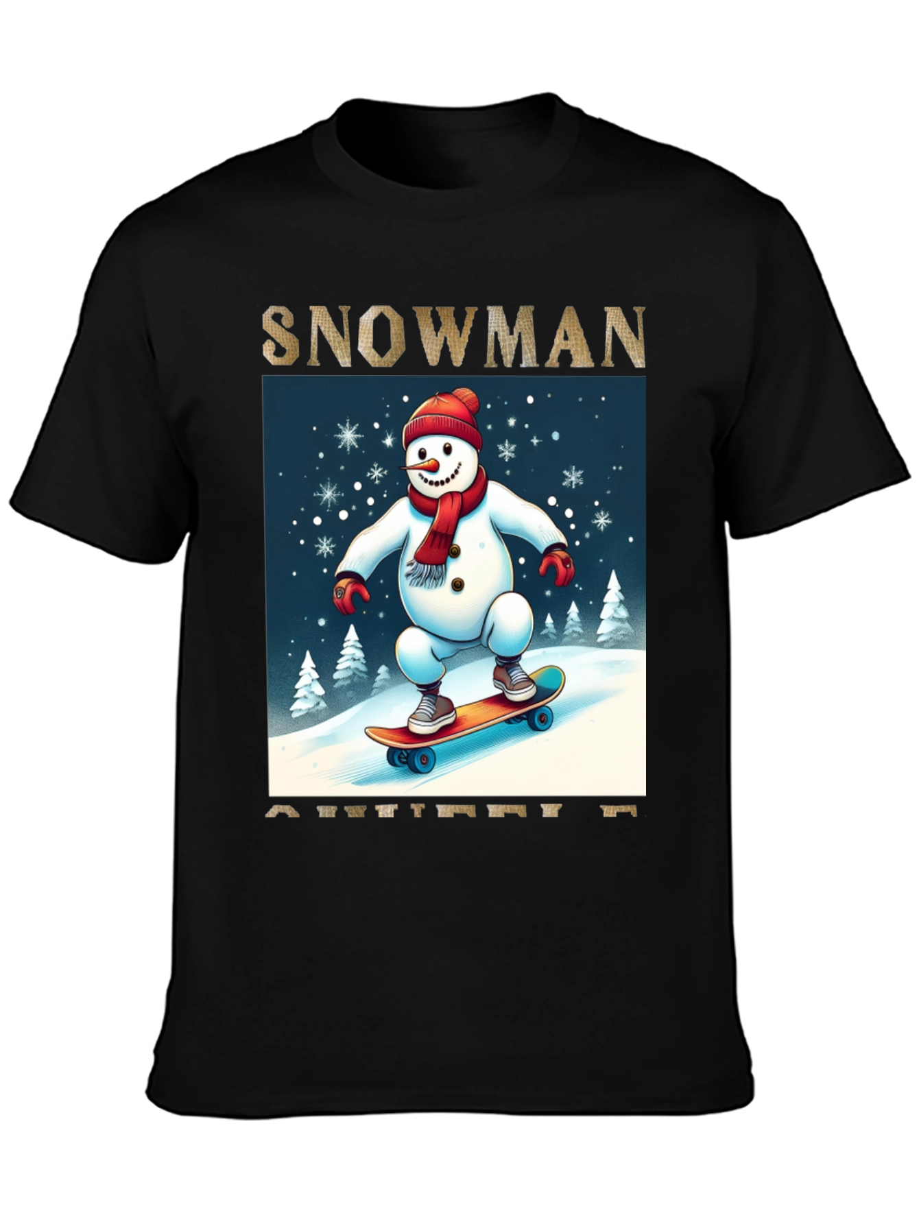 Snowman on Skateboard Graphic Tee