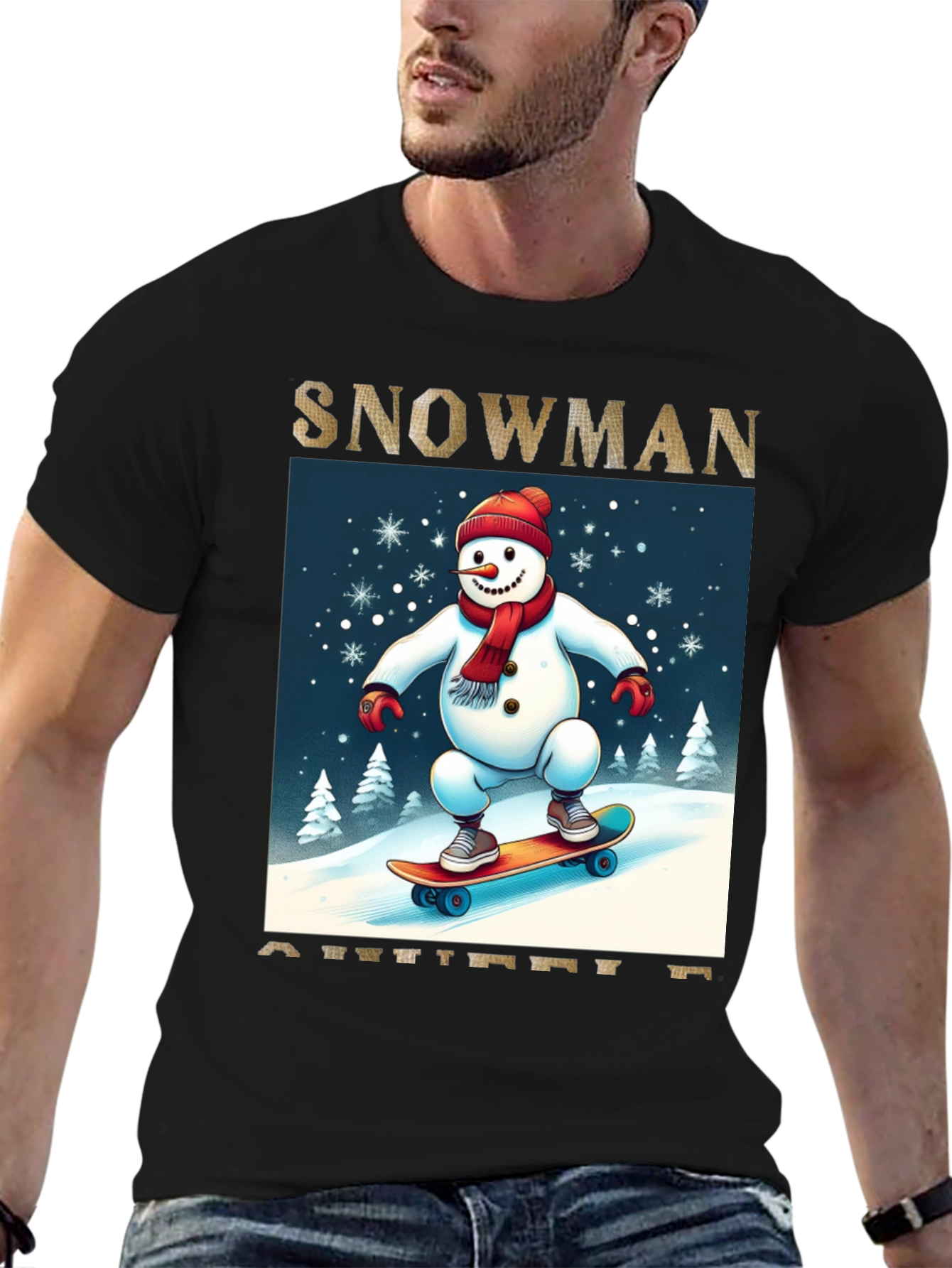 Snowman on Skateboard Graphic Tee