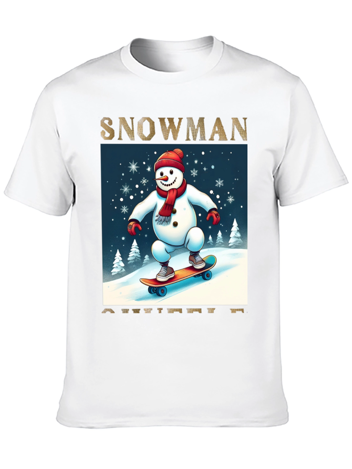 Snowman on Skateboard Graphic Tee