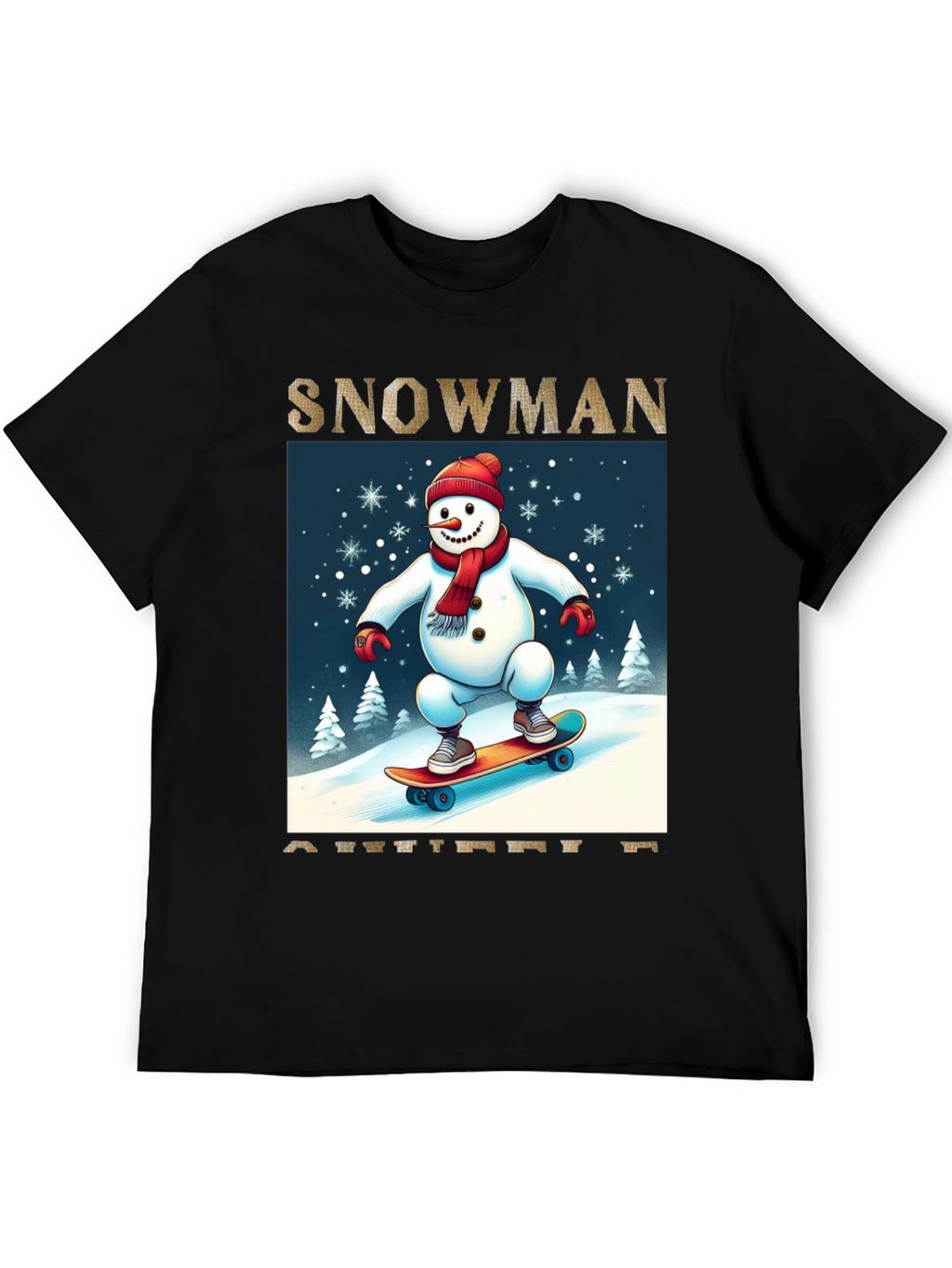 Snowman on Skateboard Graphic Tee